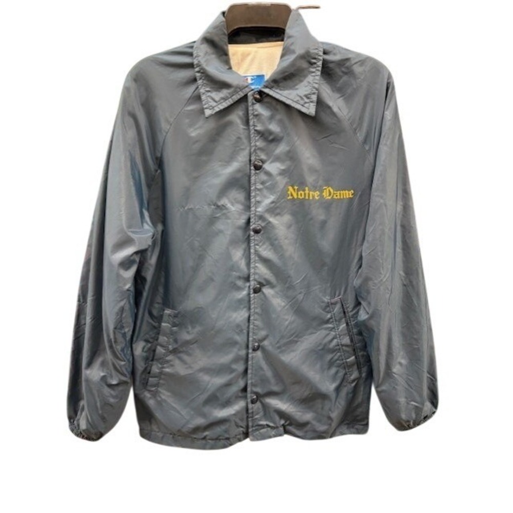 Vintage Champion Notre Dame Coaches Jacket‎ Mens Small Navy Blue Made in USA 80s